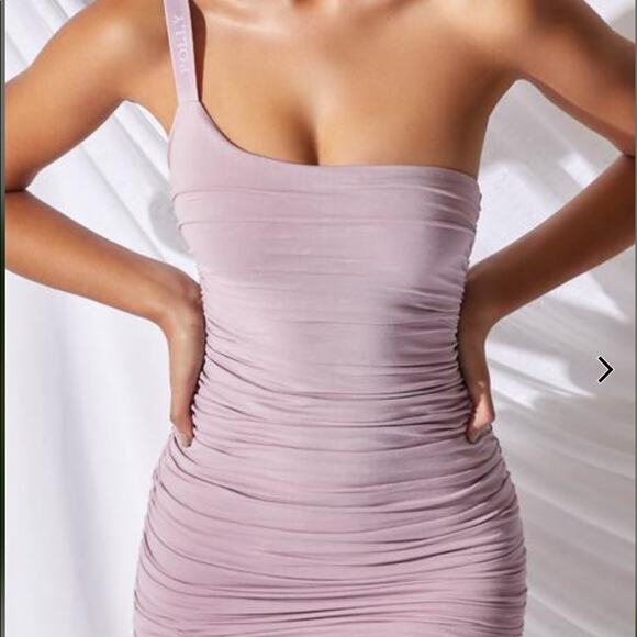 Oh Polly One And Only One Shoulder Asymmetrical
Bodycon Mini Dress In Mauve - Picture 2 of 6